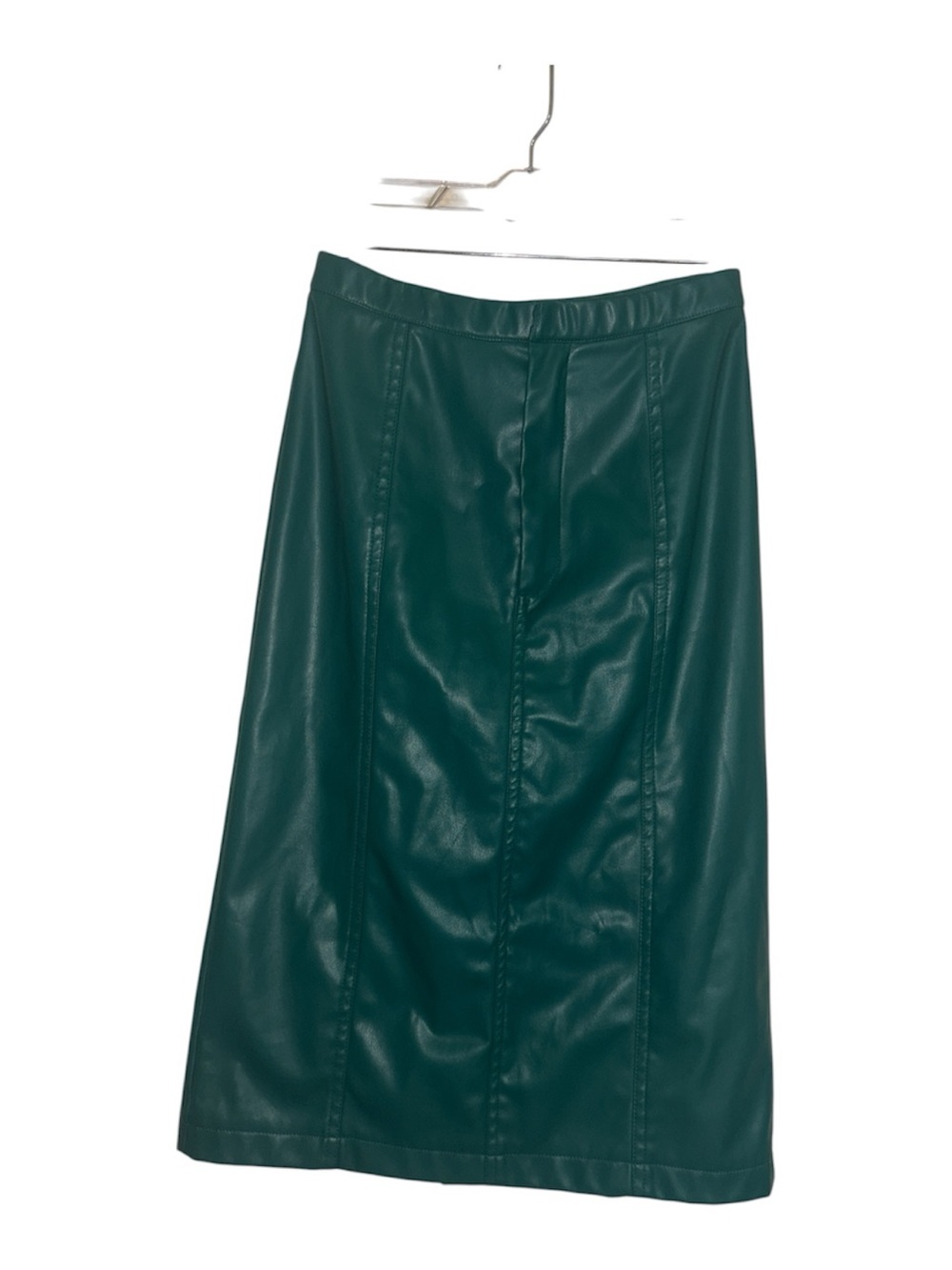 Faux Leather A-Line Skirt Deep Teal mid length small